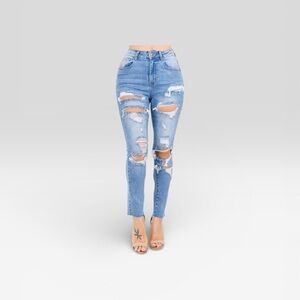 Stylish Blue Distressed Jeans